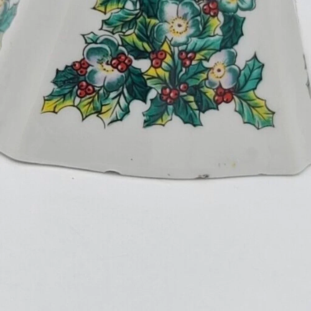 Vintage Jasco Festive Porcelain Christmas Ornament Holly Tree